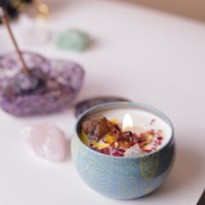 Candle with Natural Stones